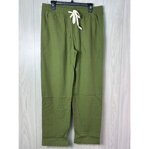 Kallspin Olive Green Casual Drawstring Waist Pants‎ Size Large